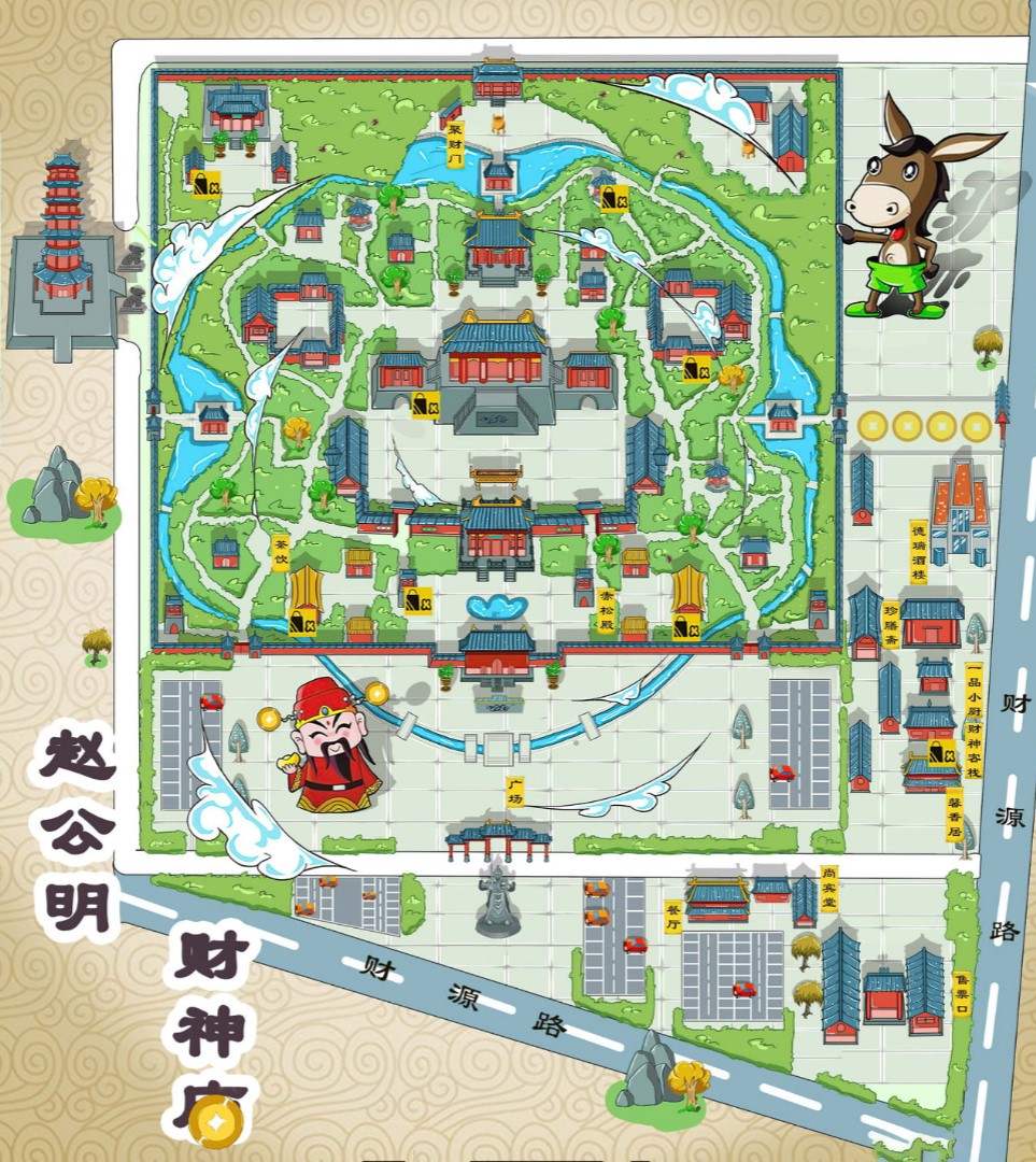 庐阳寺庙类手绘地图
